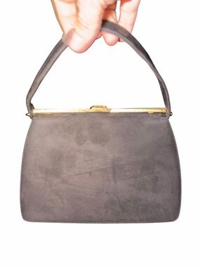 Prestige‎ black suede evening bag with original mirror